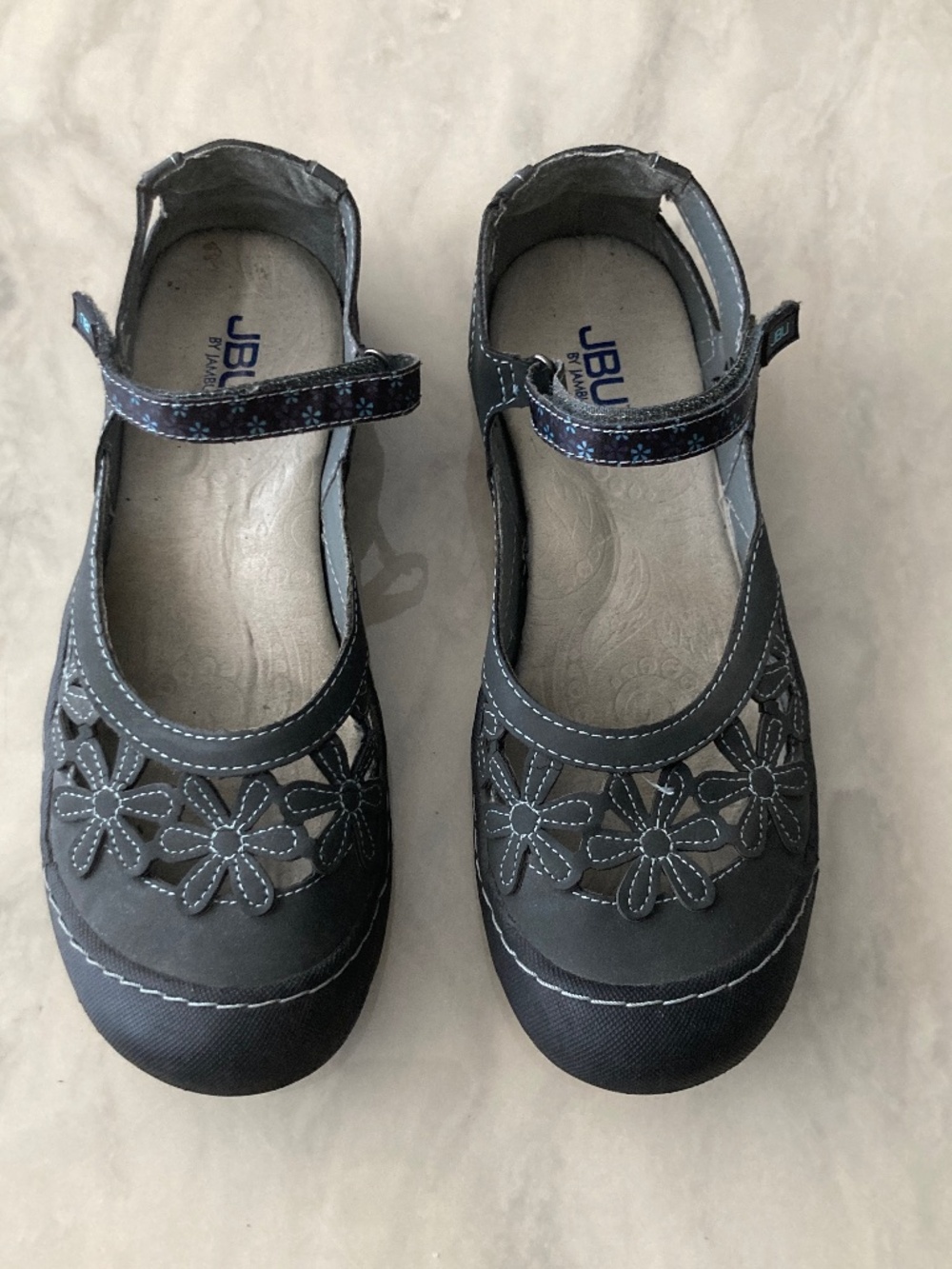 JBU by Jambu Memory Foam Women's Gray Casual Flower cutout Mary Jane